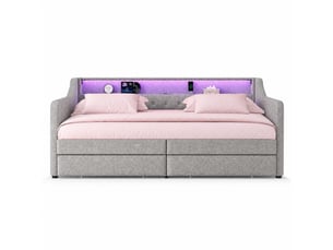 Lit avec rangement 90x200 cm ULQENI coloris gris