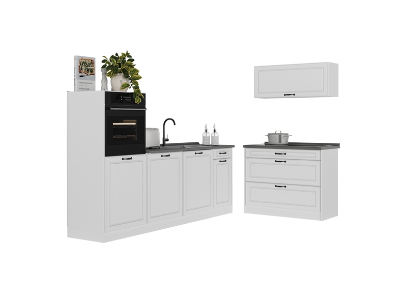 Vicco cuisine, blanc campagneblanc, 220cm sans plan de travail  - Conforama E