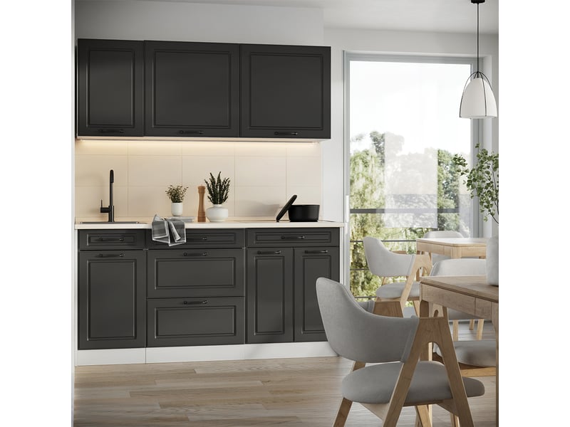 Vicco cuisine, anthracite campagneblanc, 160cm plan de travail marbre - Conforama C