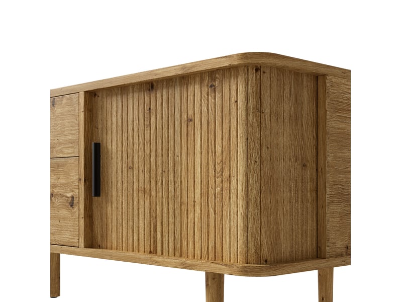  Meuble tv 165 cm avec 4 tiroirs et 2 portes coulissantes, mdf, bois naturel  - Conforama D