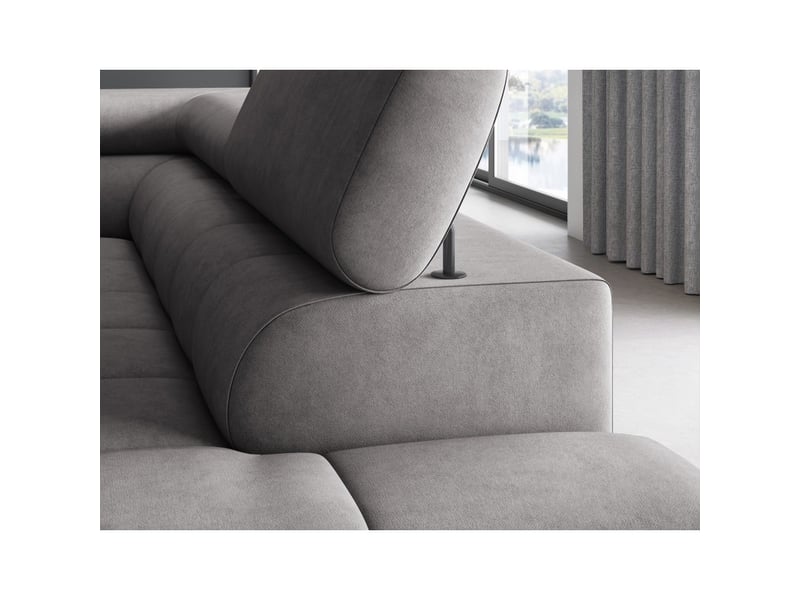  Canapé ferrum gris convertible 5 places angle droit appuie-têtes réglables 276x93x200cm  - Conforama D