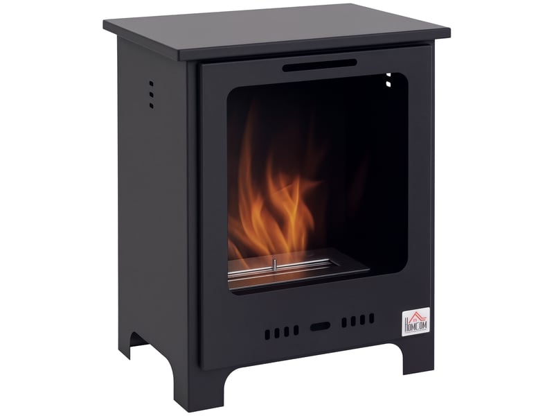  Cheminée bioéthanol sur pieds noire, style néo-rétro, brûleur 0,9 l, 40 x 30 x 50 cm  - Conforama A