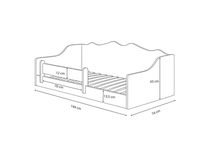  Lit au sol montessori emma 140 x 70 cm - sans matelas, blanc EMMAWHITE/LOW140x70/BM - Conforama C