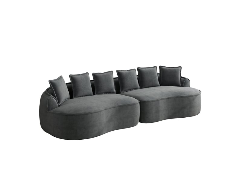 Canapé modulable 4 places gris en chenille, sans cadre, avec coussins - Conforama A