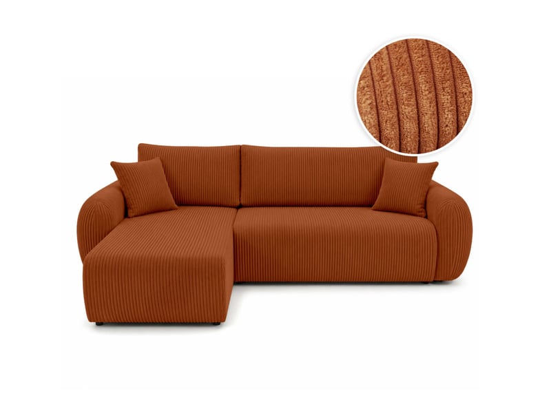  Alya - canapé d'angle convertible et réversible 3 places en velours côtelé  - Conforama A
