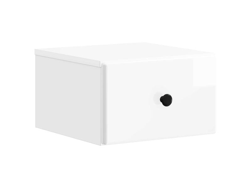  Table de chevet - cabinet de chevet - table de nuit mural 2 pc blanc brillant 34,5 x 33 x 20 cm  - Conforama D