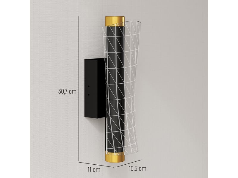  Applique murale intérieure avec éclairage led. Design quadrillé. Lampe de chevet en métal à intensité variable. Noire.  - Conforama D