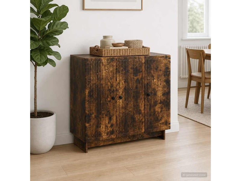  Buffet - bahut - meuble de rangement chêne fumé 89 x 34,5 x 80 cm bois d'ingénierie  - Conforama D