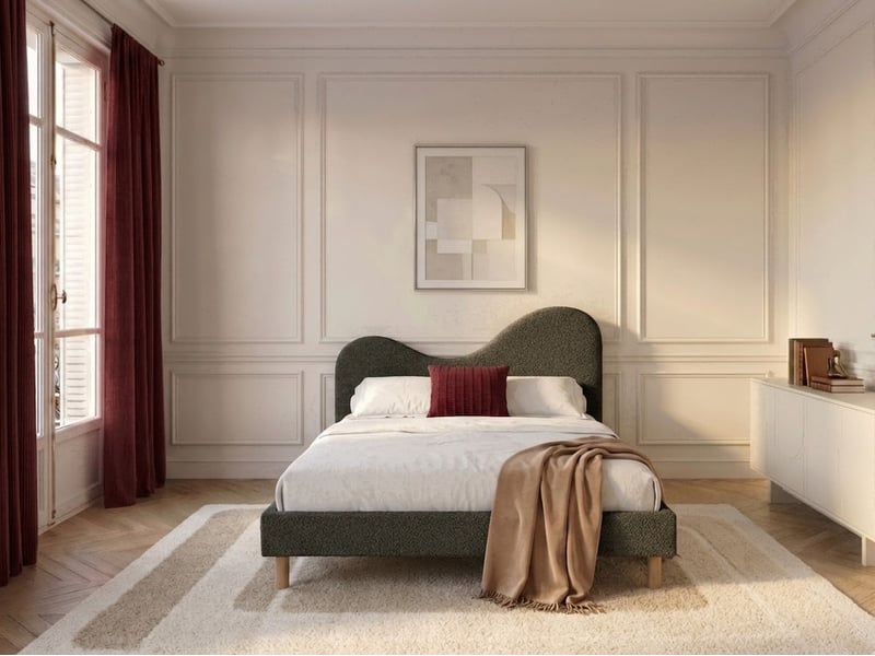  Bobochic lit celina tissu bouclette avec lattes massives vert 180x200 CELINA - Conforama B