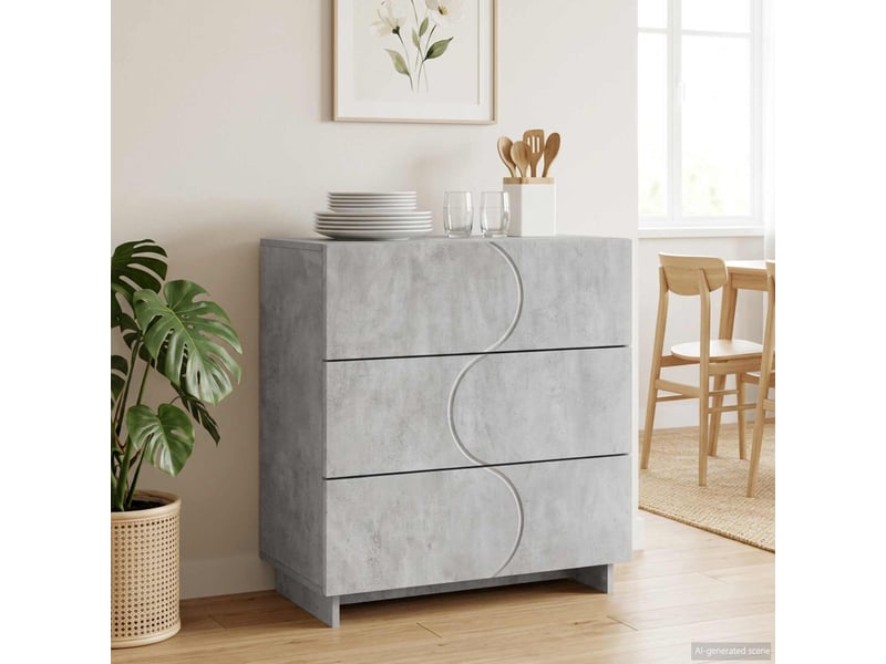  Buffet salon, buffet de rangement gris béton 70x38x75 cm bois d'ingénierie  - Conforama B