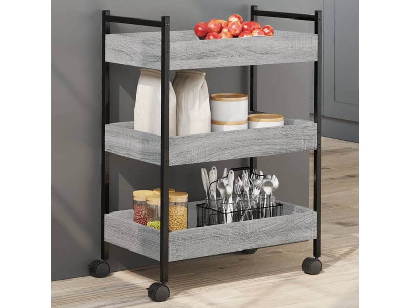  Desserte de cuisine, chariot de rangement sonoma gris 50x30x70 cm bois d'ingénierie  - Conforama B