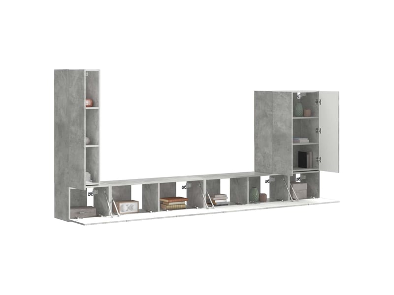  Ensemble de meuble tv - banc tv - meuble de rangement mural 6 pcs gris béton  - Conforama C