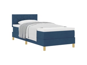 Lit adulte, lit simple, lit à ressorts avec coussin bleu 90x190cm tissu cf16775