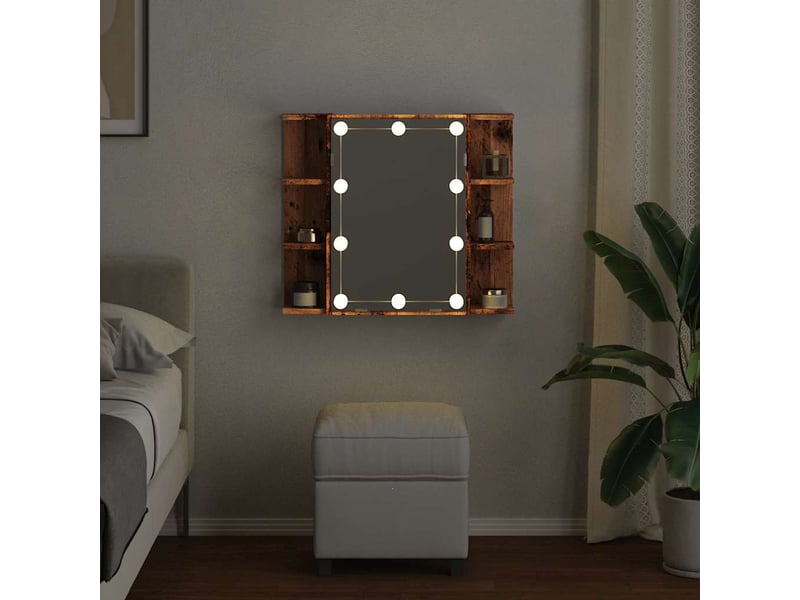 Armoire à miroir avec led vieux bois 70x16.5x60 cm - Conforama D