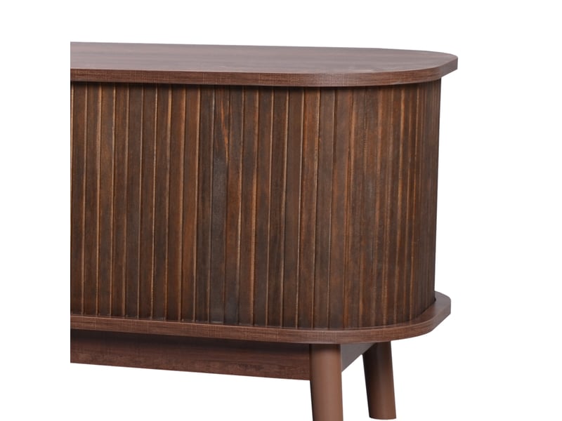  Meuble tv avec portes et tiroirs, 170 x 39,5 x 46 cm, façades aspect rotin, pieds surélevés et rangements fermés, mdf, couleur bois Morn Vibe - Conforama D
