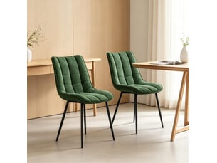 Chaises de salle à manger, lot de 2 avec assise rembourrée et pieds antidérapants en velours et métal vert foncé