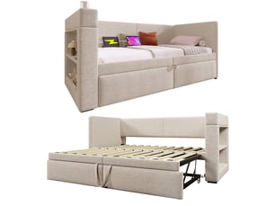 Lit gigogne 90x200 cm <strong>DZMDIP</strong> <strong></strong> coloris beige