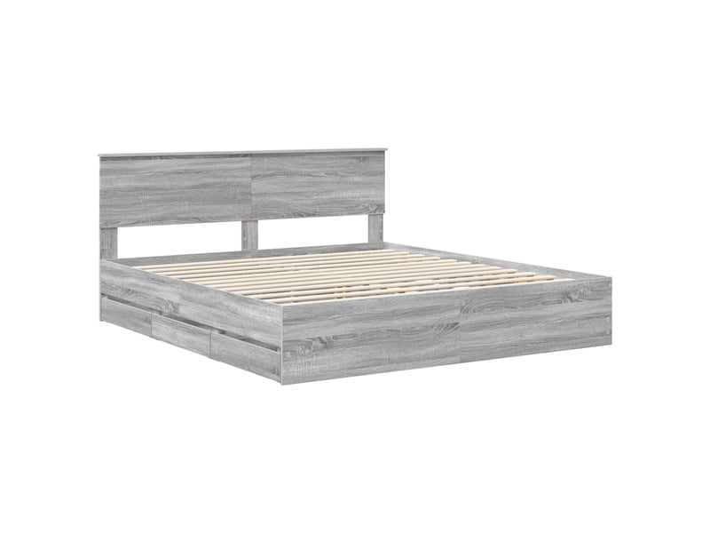  Lit double- lit adulte -  cadre de lit gris sonoma 180 x 200 cm bois ingénierie  - Conforama C