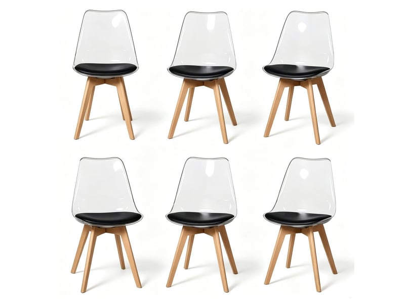  Lot de chaises 6 pièces design moderne structure en bois robuste légères et confortables style élégant à l’aspect unique  - Conforama E
