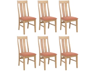 Lot de 6 chaises de salle à manger hwc-m58, chaises de cuisine, chaises à dossier, tissutextile, bois massif - structure claire, terracotta