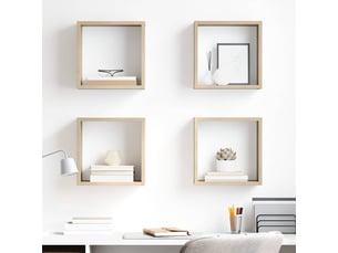 Lot de 4 étagères cube murales, armoires de rangement chêne sonoma 30x15x30 cm cf42743