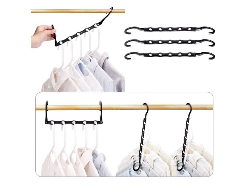  10 cintres multifonctions gain de place, avec crochet pivotant 360°, pour un rangement optimal de vos vêtements  - Conforama B