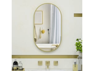 Miroir mural ovale avec cadre en aluminium doré 40x3x70 cm