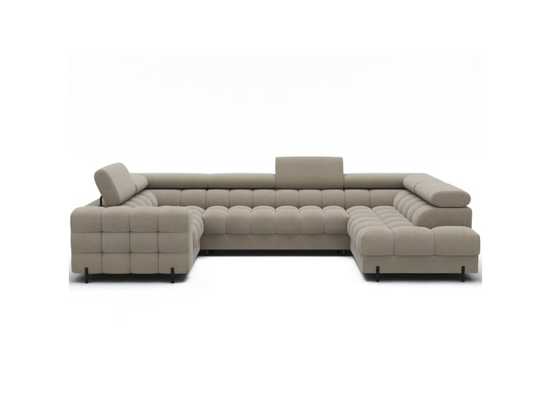  Canapé panoramique convertible factory 3 places beige – angle droit avec coffre  - Conforama A