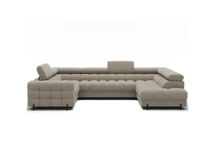 Canapé d'angle droit fixe MEUBLORAMA 3 places Polyester beige avec coffre de rangement