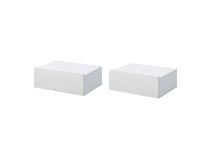 Ensemble de 2 tables de chevet suspendues avec 1 tiroir, fixation murale, style moderne pour chambre, 40 x 30 x 15 cm, blanc