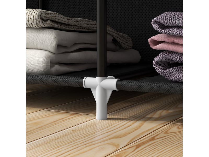  Armoire en tissu pliable avec 2 penderies, 8 étagères et housse de protection zippée, 125 × 43 × 162,5 cm, noir  - Conforama E