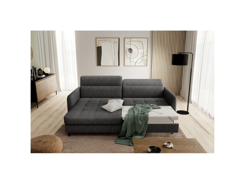 Canapé d'angle collection goumsi coloris gris foncé chiné - Conforama B