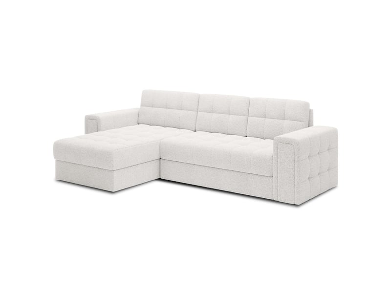 Canapé d'angle convertible kapitara blanc réversible avec coffre de rangement - Conforama D