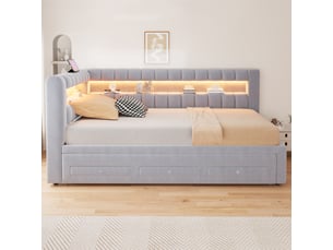 Lit banquette 90x190 cm <strong></strong> <strong>CozyNest</strong> coloris gris