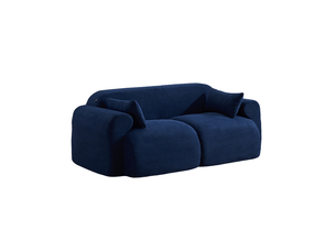 Canapé droit compressé fixe MIVRAY   2 places Velours côtelé bleu foncé
