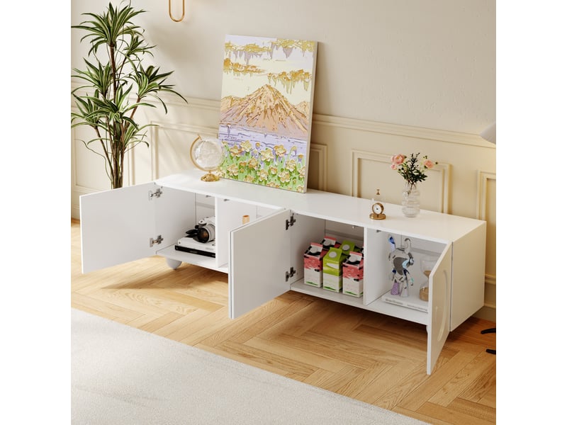  Meuble tv blanc 180,5 cm mdf meuble tv blanc - Conforama E
