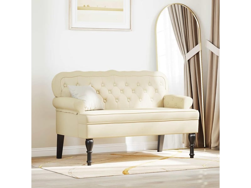  Banc chesterfield, canapé 2 places crème 119,5x64,5x75 cm cuir synthétique  - Conforama B