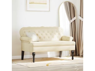 Banc chesterfield, canapé 2 places crème 119,5x64,5x75 cm cuir synthétique
