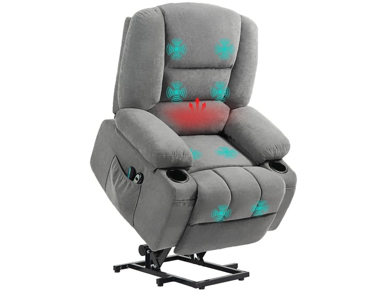  Fauteuil releveur relax électrique massant chauffant en polyester gris 97x90x102 cm  - Conforama A
