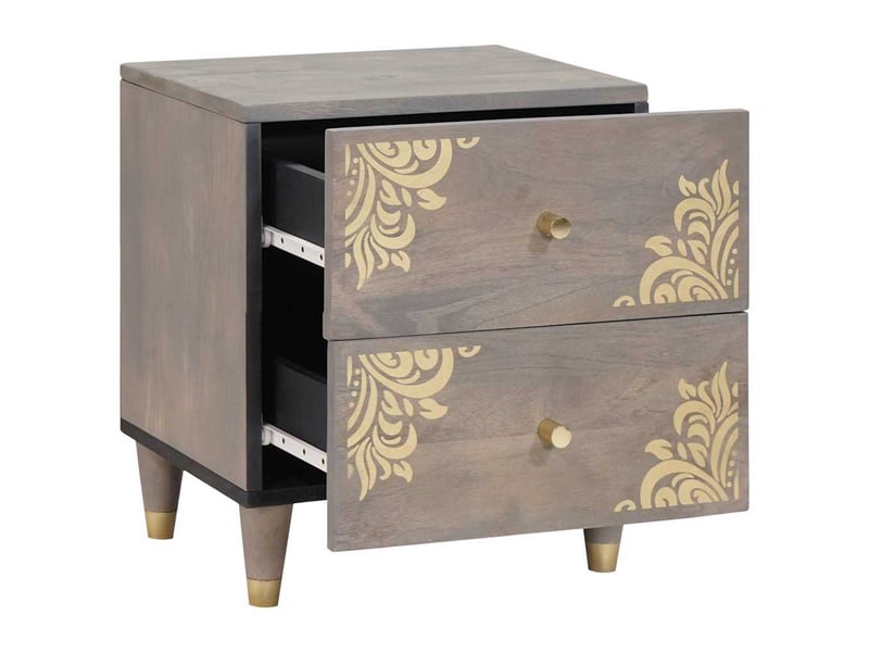  Table de chevet - cabinet de chevet - table de nuit 2 pièces gris 40 x 33 x 46 cm  - Conforama B