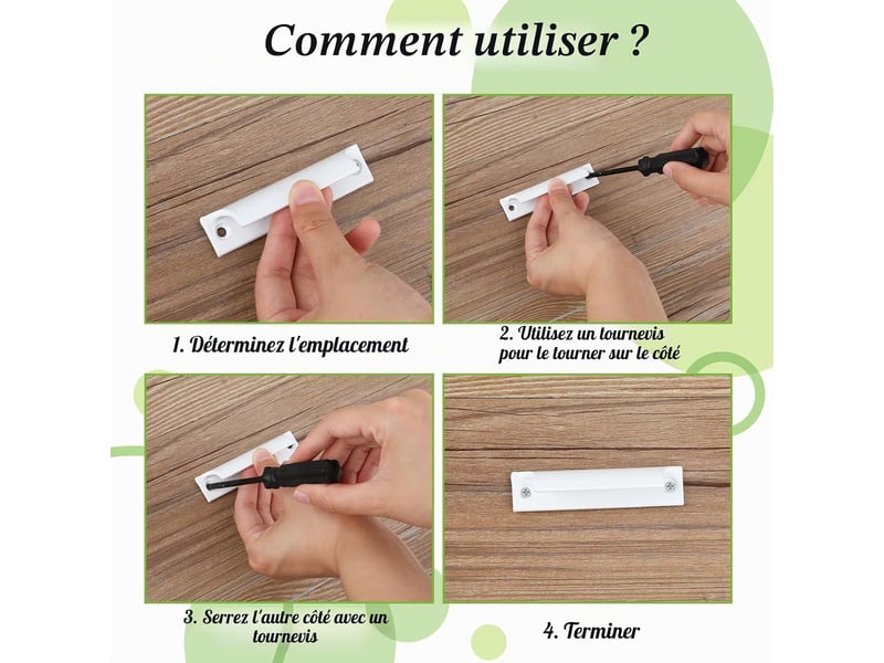 Lot de 4 poignées de porte de balcon extérieures en alliage d'aluminium avec vis en acier inoxydable  - Conforama E