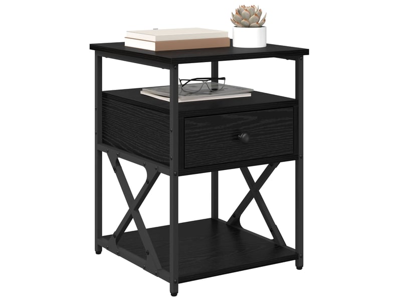  Vidaxl table de chevet 2 pcs noir métal meuble rangement moderne 40x42x55cm chambre salon  - Conforama C