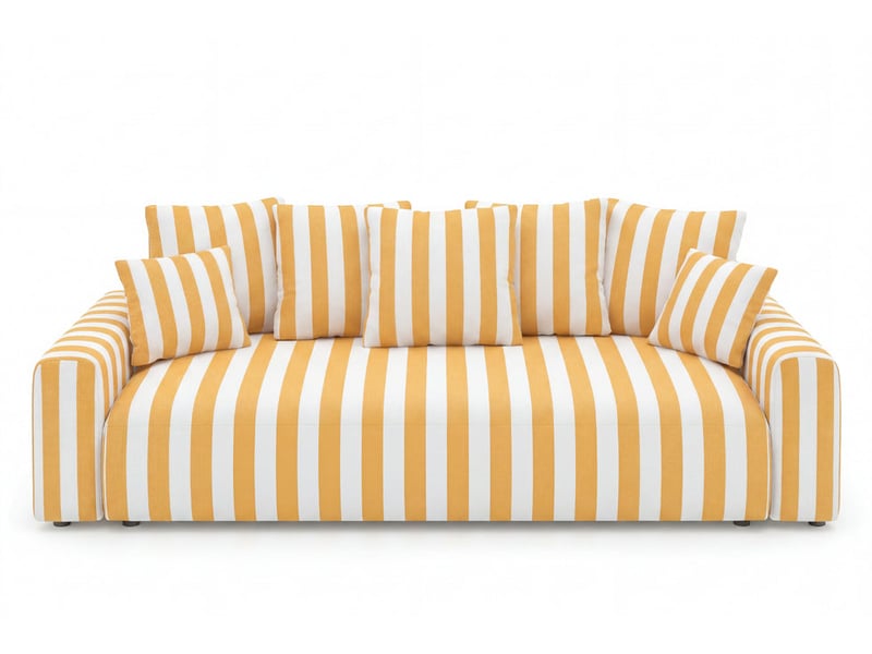  Oli - canapé droit convertible tissu rayé jaune  - Conforama A