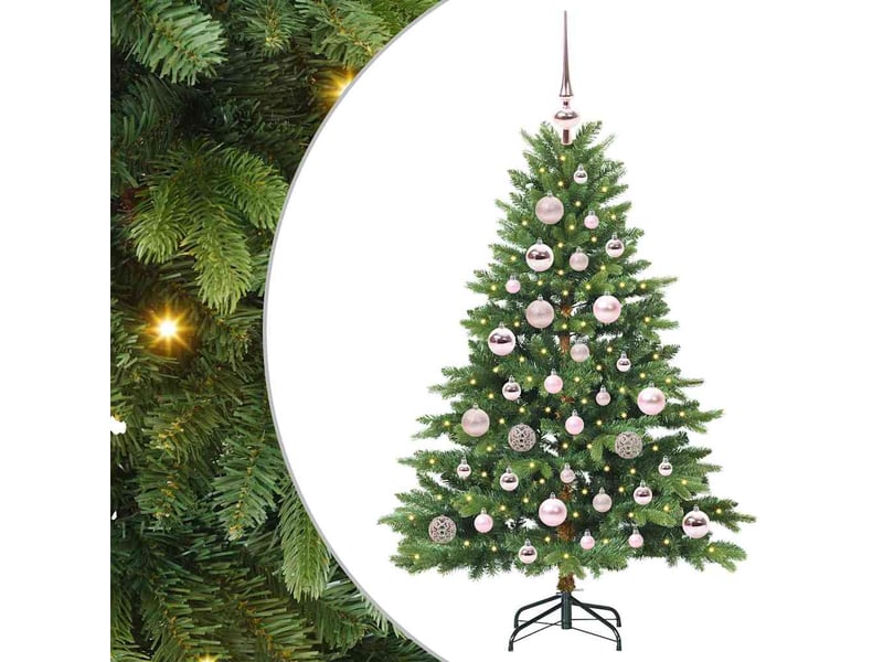Sapin de noël artificiel, arbre de noël avec 150 led vert 120 cm pe et pvc shl7883 - Conforama A
