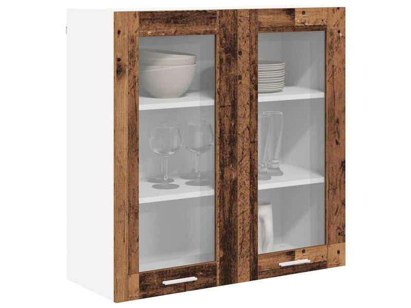 Meuble de rangement, armoire suspendue bois ancien 80x31x80cm bois d'ingénierie shl8265 - Conforama C