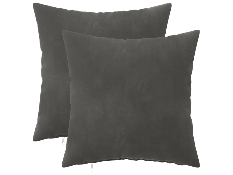  Lot de 2 coussins avec oreiller, coussins décoratifs heerlen gris foncé velours cf50487  - Conforama A