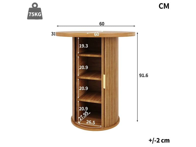 Table de bar ronde 60x60x91,6 cm avec rangement en mdf effet bois - Conforama C