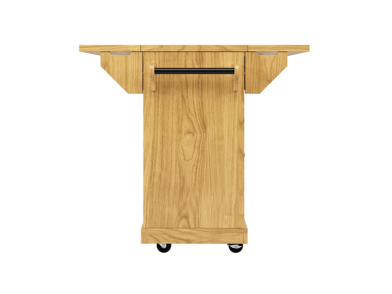  Desserte de cuisine 142.5x80x95 cm extensions rabattables mdf métal marron naturel  - Conforama D