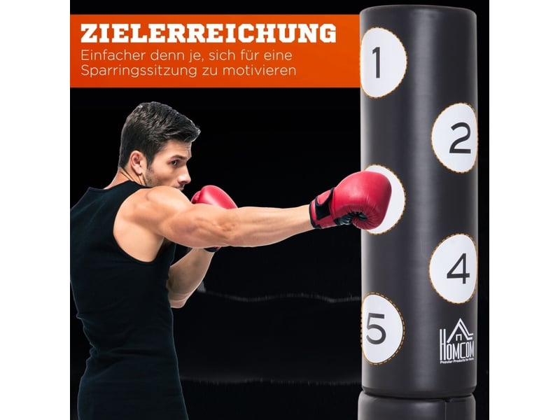  Sac de frappe sur pied 70x70x176 cm avec support noir  - Conforama E