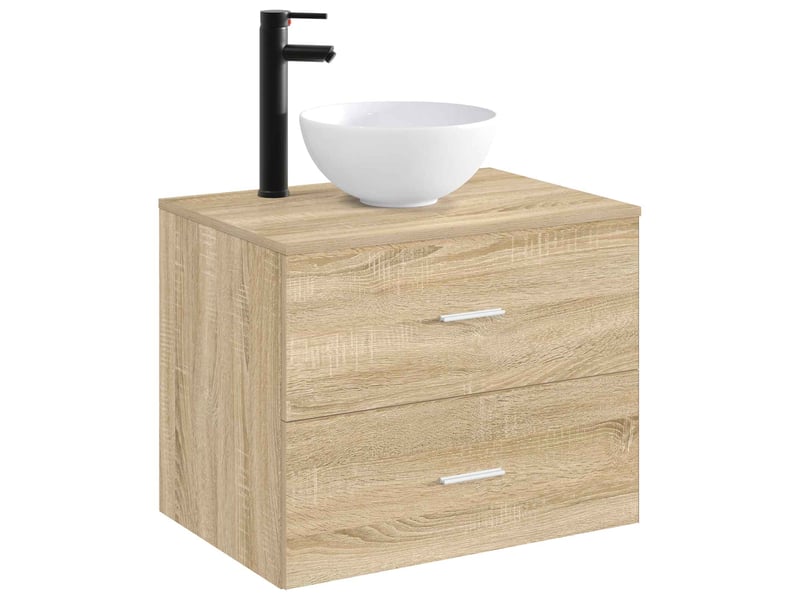 Lavabo de salle de bain avec robinet et drain noir mat shl1660 - Conforama C